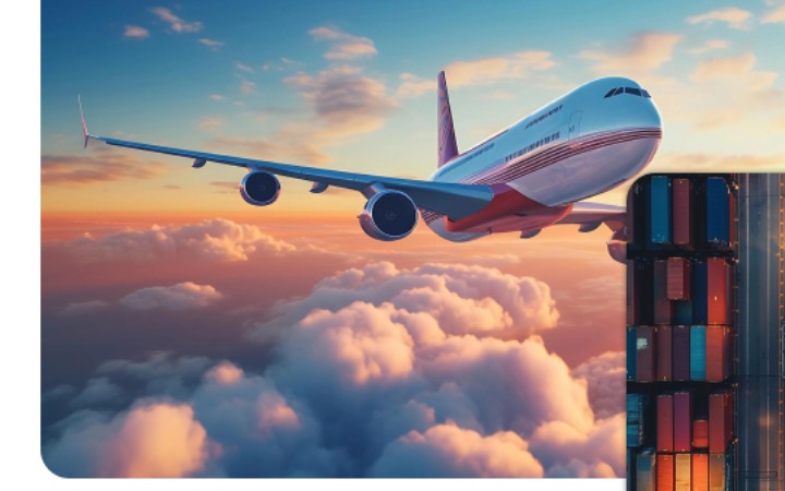 Air cargo and container identity collage